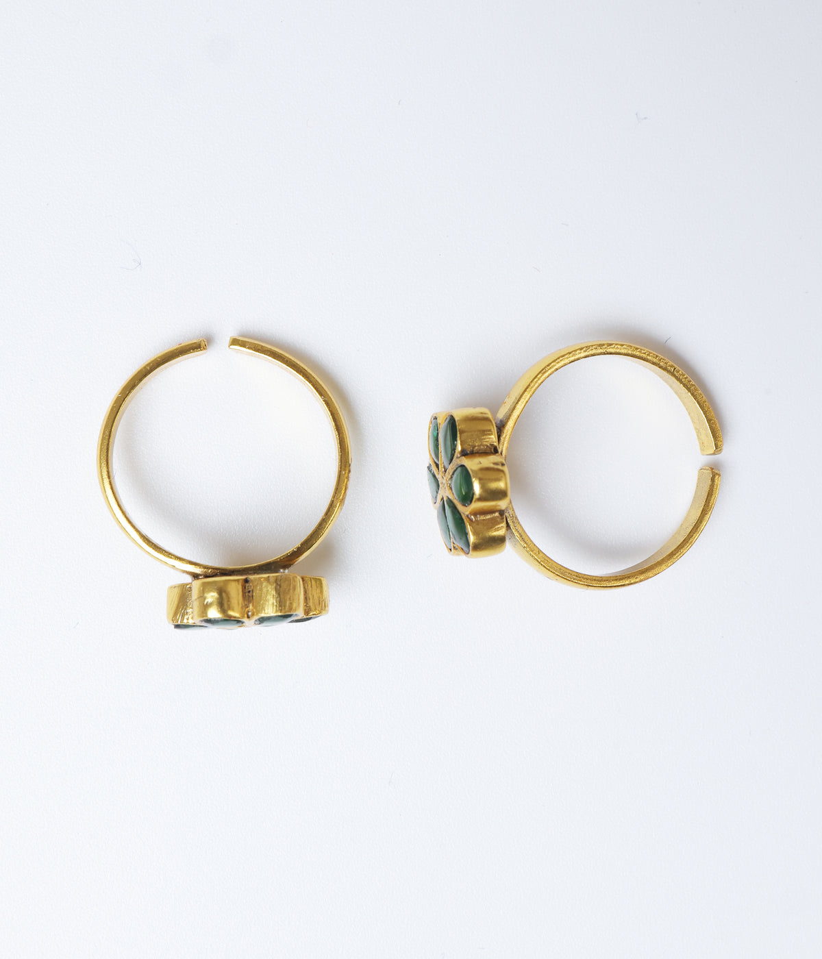 Gold Plated Green Floral Toe Ring