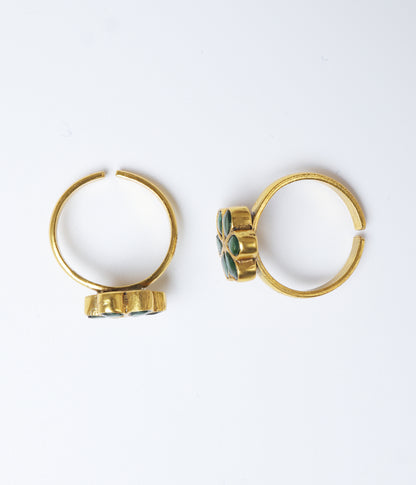 Gold Plated Green Floral Toe Ring
